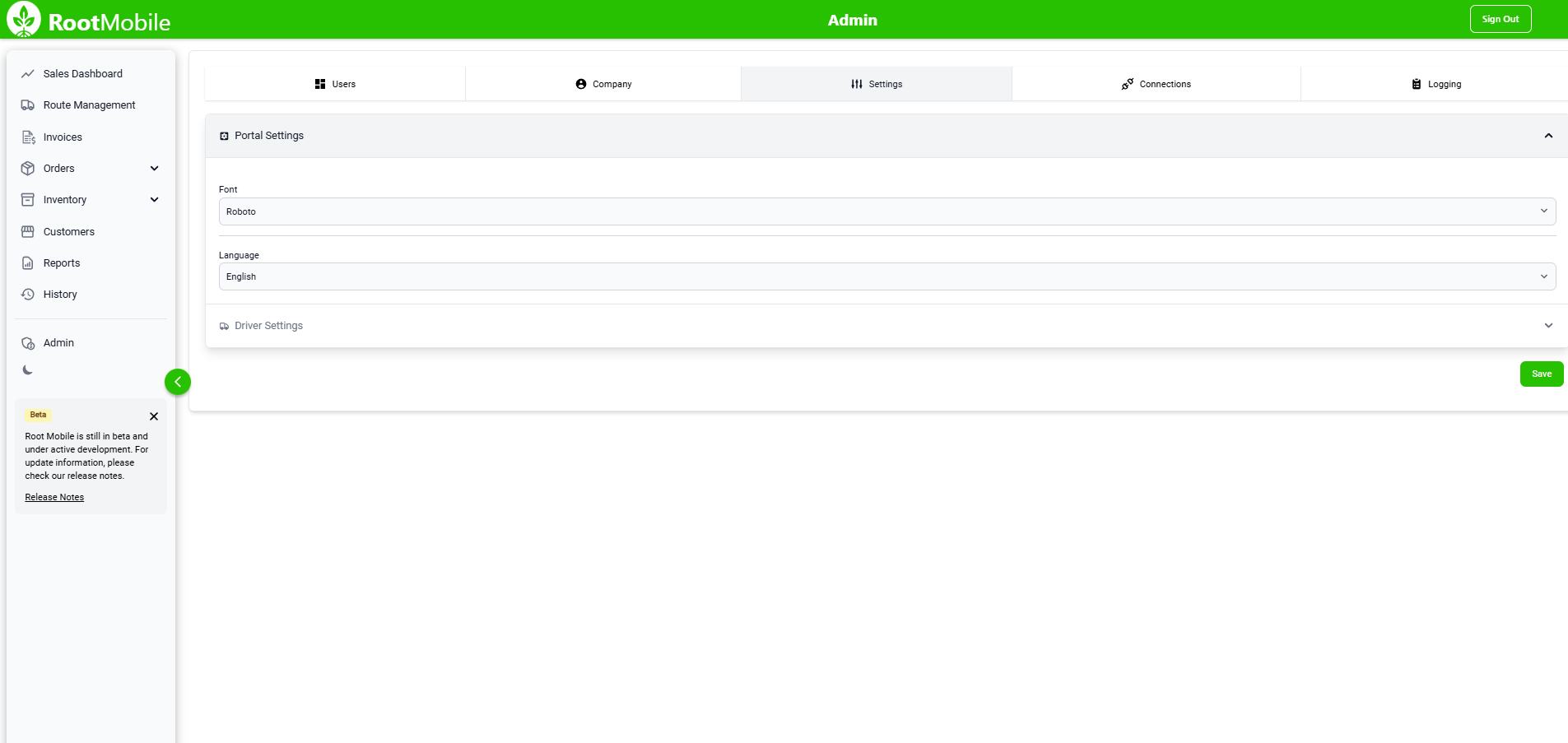 Settings Page