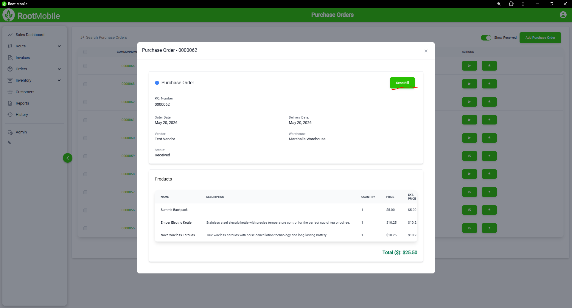 Send Bill from Preview
